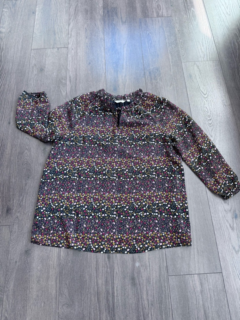 Boho Floral Peasant Top with sheer sleeves and lined body
